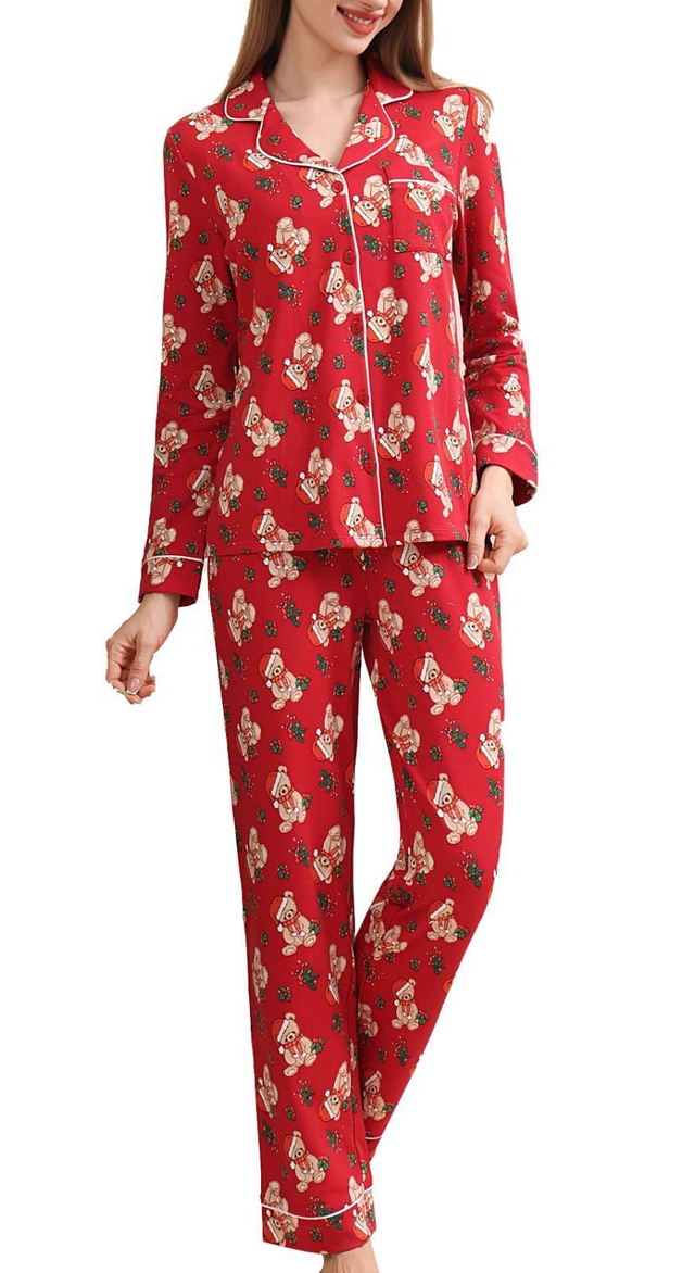 Fin de Stok Pyjama polaire motif nounours Noël 