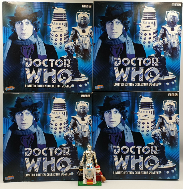 Doctor Who : Cyberman, Dalek, Davros &amp; 4th Doctor (Tom Baker) plates