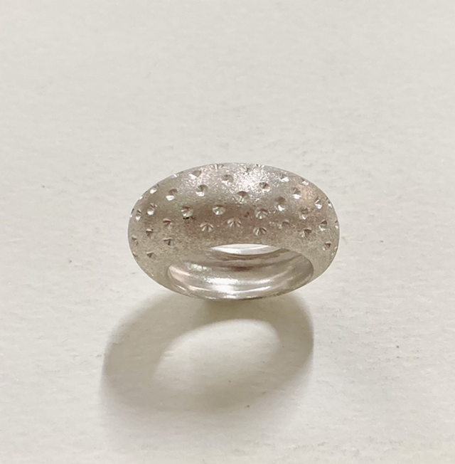 Night sky silver domed band