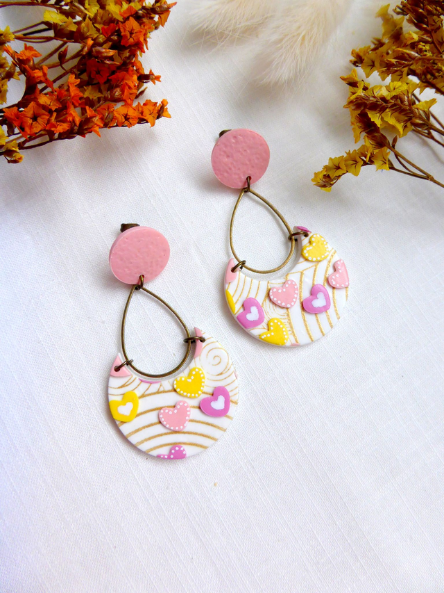 Boucles d'oreilles gouttes - Coeur de spirales