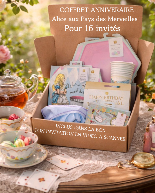 Box anniveraire Alice aux pays des Merveilles - Invitation vidéo incluse