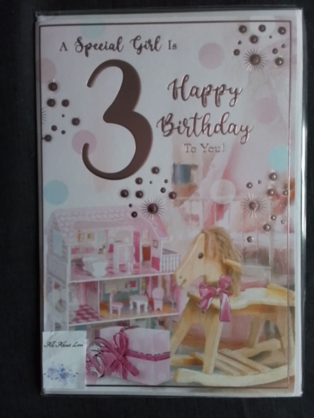 3rd Birthday Card SIZE 9" X 6"