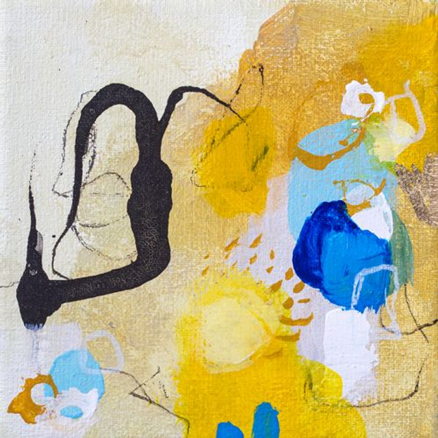 Origineel mini-schilderij ‘Golden Sparkle Cupcake’