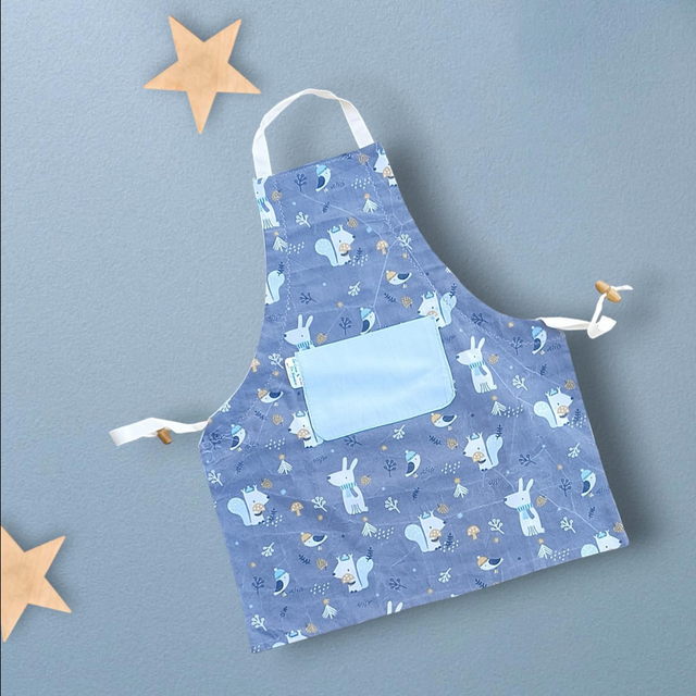 Tablier de Cuisine ou Activités pour Enfants en Coton Personnalisé réglable motif  Écureuil 
