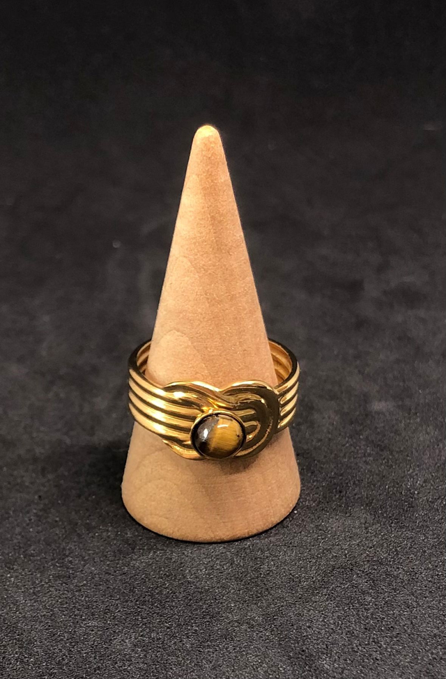 Bague métal et œil du tigre