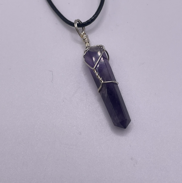 Amethyst Point Wire Wrap Necklace