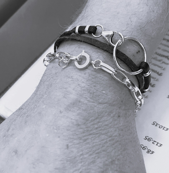 Heavy sterling silver paperclip statement bracelet