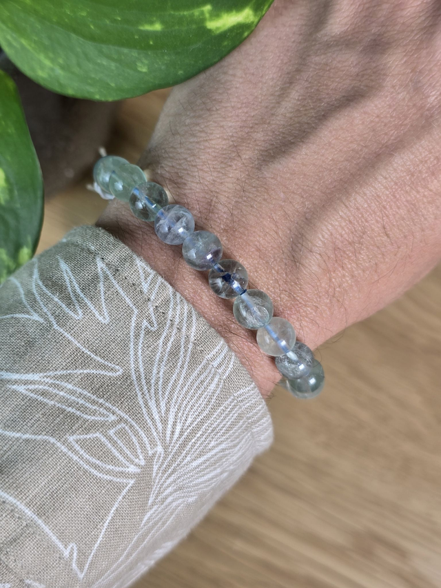 Fluorine bleue - Bracelet avec perles de 8 mm