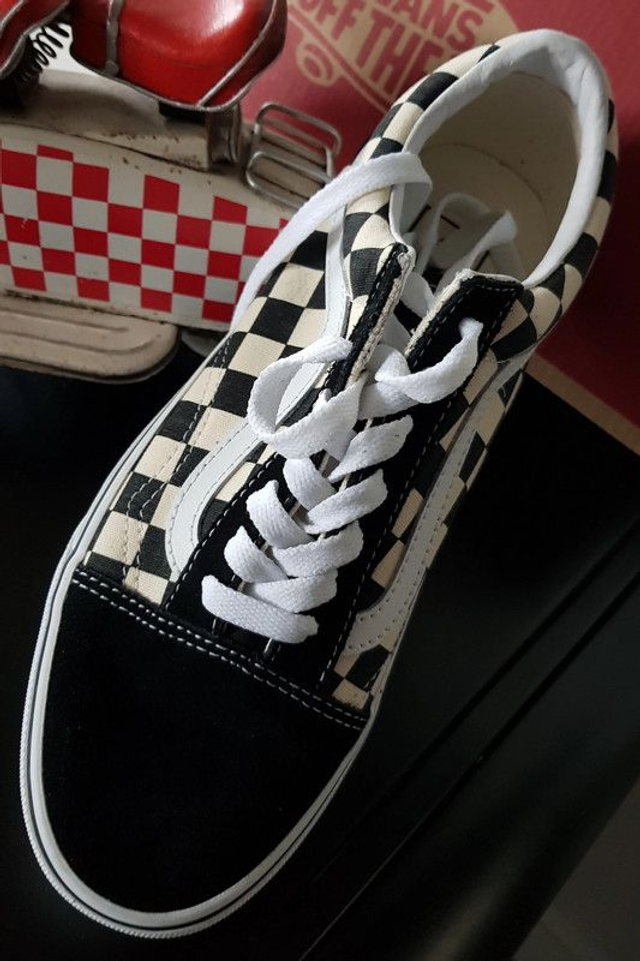 Baskets mixte Vans Old Skool (Primary Check) à damiers noir &amp; blanc