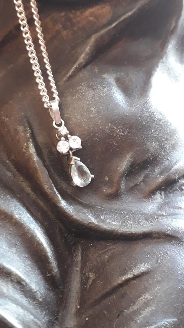 Pendentif aigue marine, zirconium, argent 925.