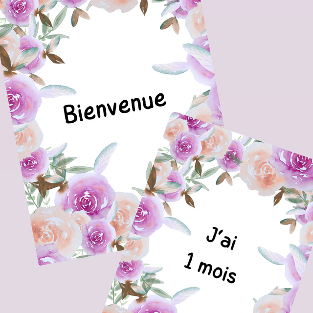 Cartes étapes bébé « rosebud »