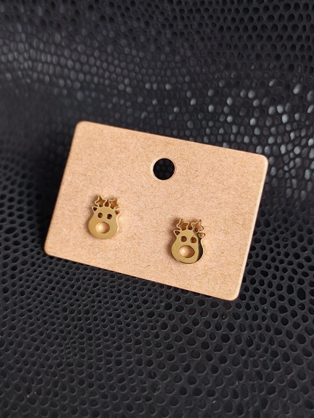 Edelstahl Ohrstecker | Rentier | Gold  