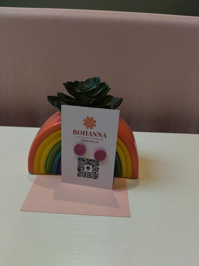 💕 Bright Pink Stud Earrings | Handmade Polymer Clay