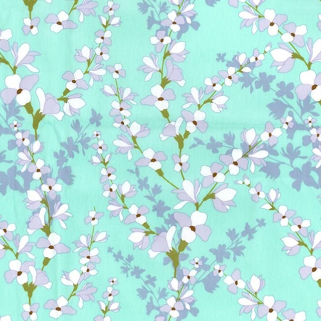 Rose and Hubble Floral Twig in Mint Poplin 