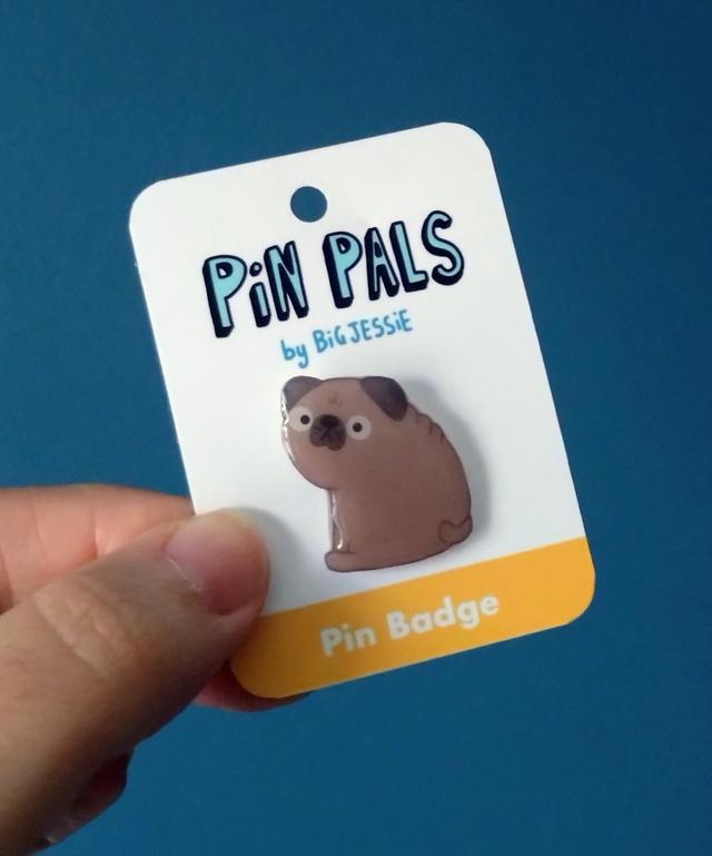 Pug dog pin badge