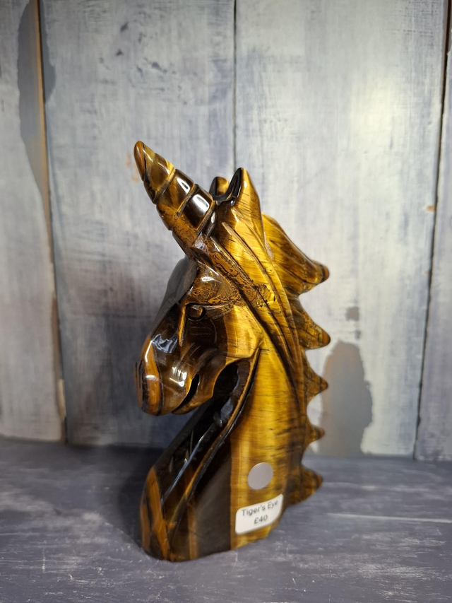 Gold Tiger's Eye Unicorn Head 