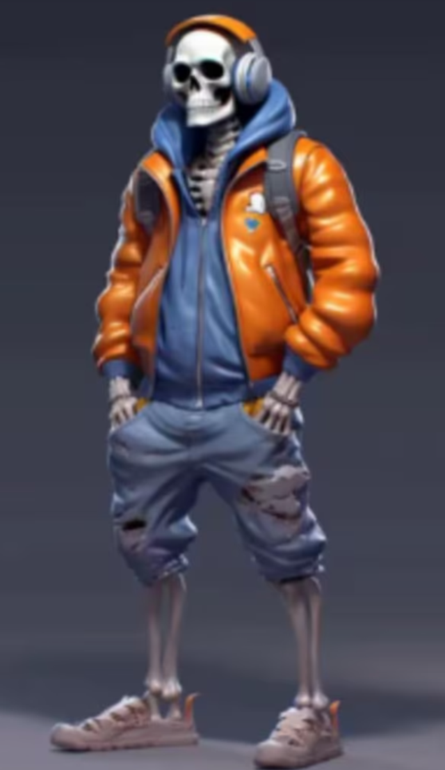 Prachtig beeldje Skelet met headphones (15cm)