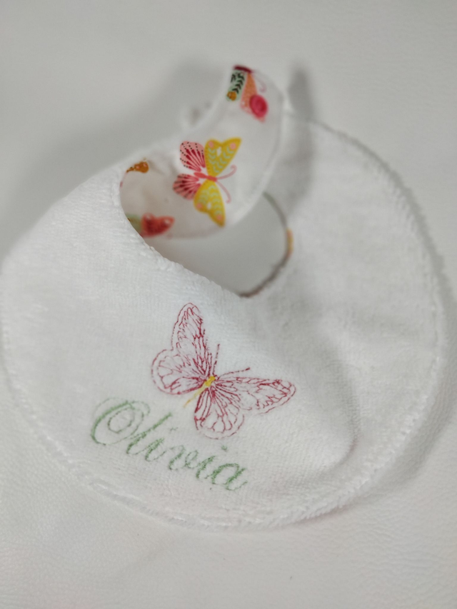 Bavoir rond motif papillon