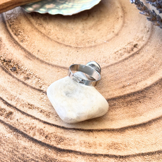 Bague réglable Apatite & inox couleur argenté