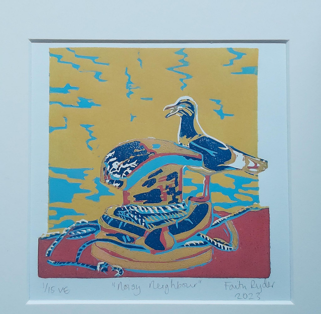 Noisy Neighbour - linoprint