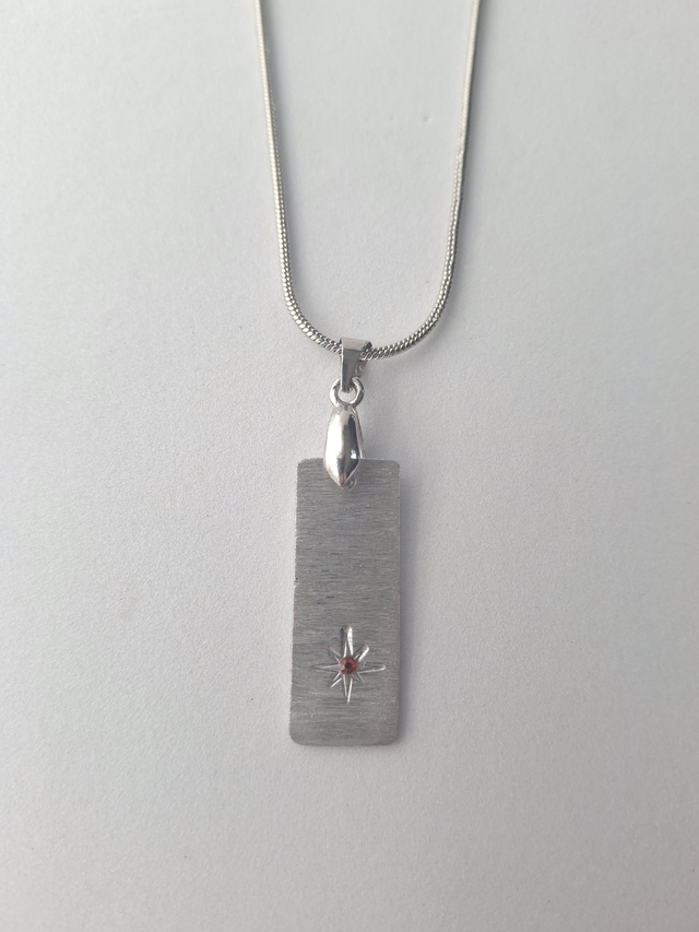 Textured Pendant with Star and Stone
