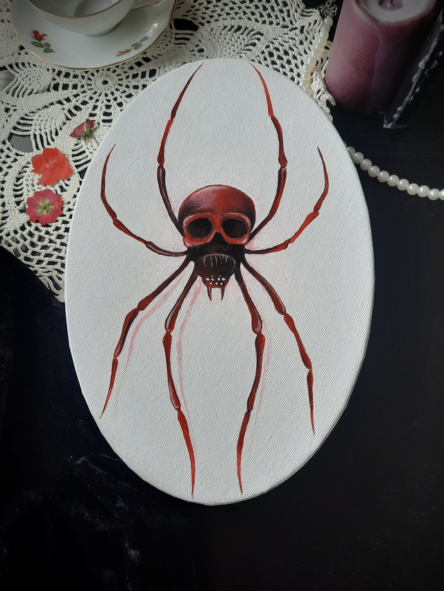 Peinture sur toile - Veuve rouge