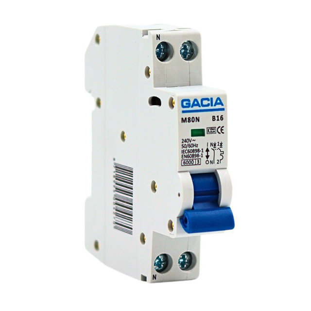 Gacia B16 Installatieautomaat 1P+N (16A, B-karakteristiek)