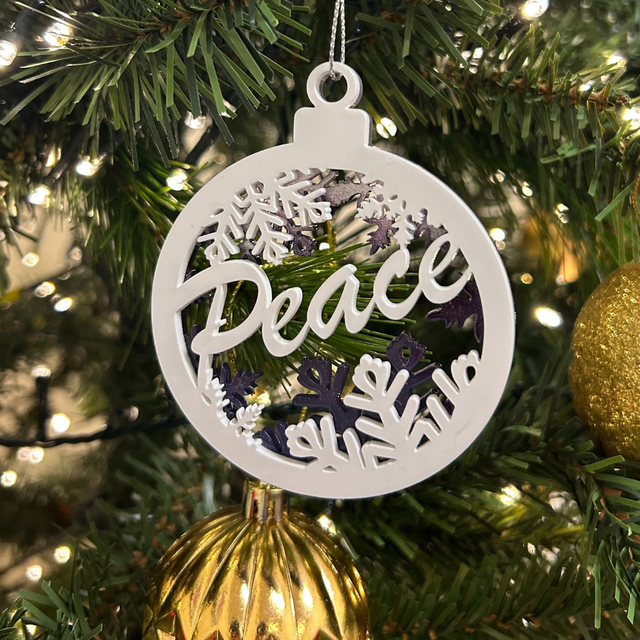 2 x Circular Peace Baubles (Purple)