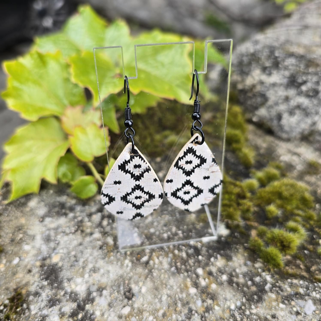 Boucles d'oreilles "Izia" en tissu de liège imprimé 