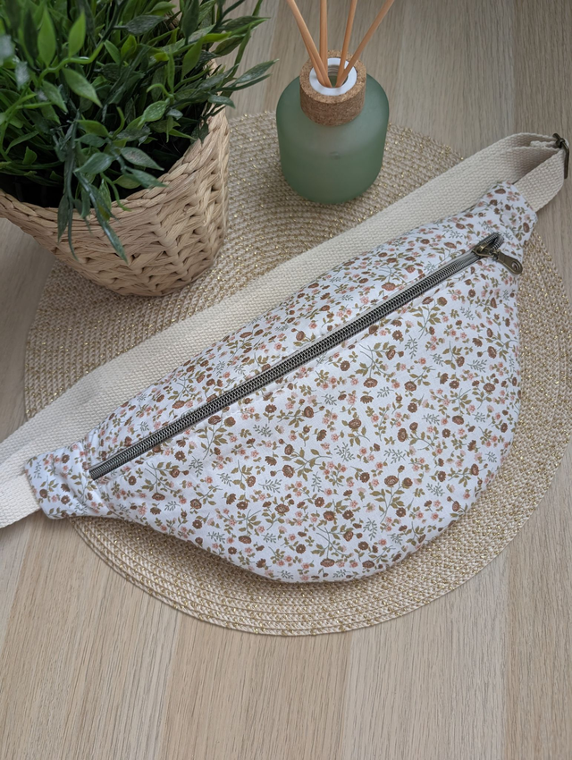 Sac banane femme en tissu fleuri 