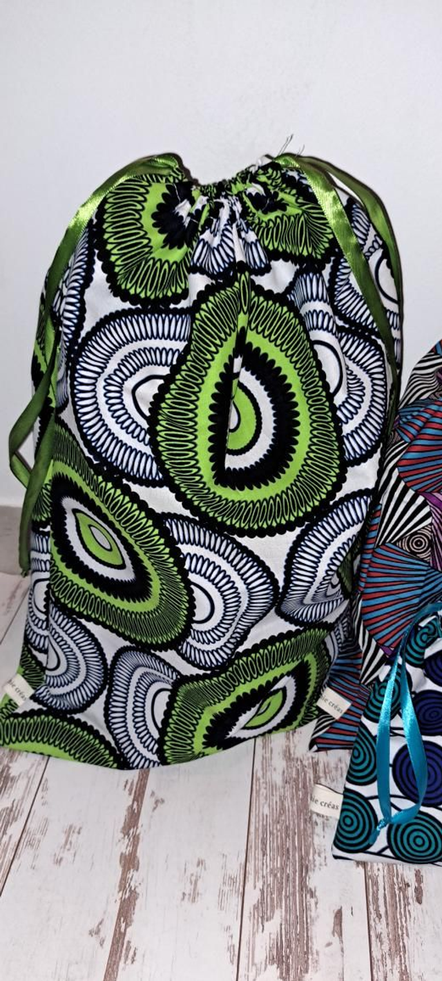 Pochon cadeau, vrac, wax rond vert