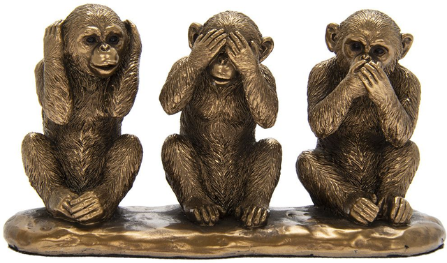 3 Wise Monkeys Bronzed Figure