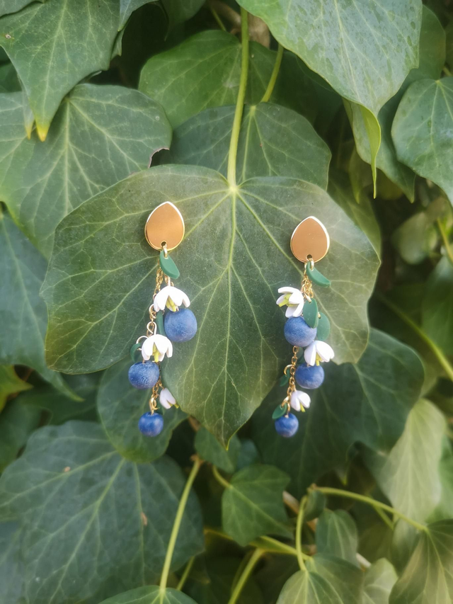 Collection Florale Les p'tits fruits - Boucles d'oreilles Myrtilles