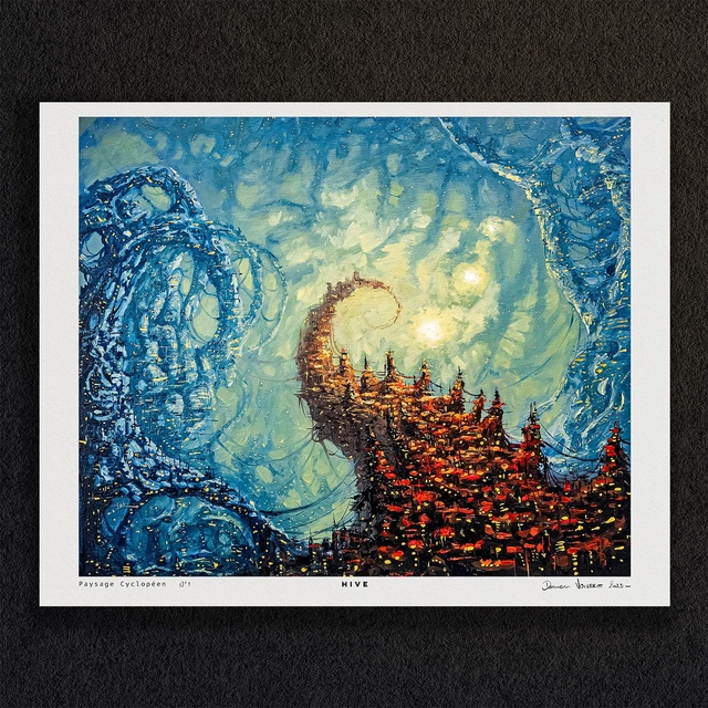 #0104-Paysage Cyclopéen N°1 - HIVE - PRINT - peintures à l&#039;huile
