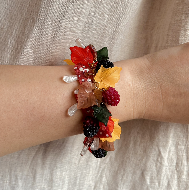Mushroom and Blackberry Woodland Bracelet