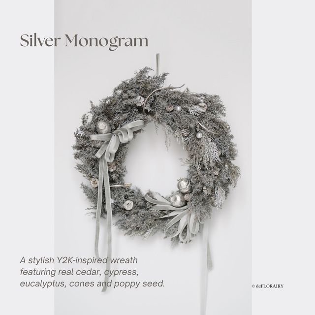 Silver Monogram | Christmas Wreath | UK-Wide Delivery