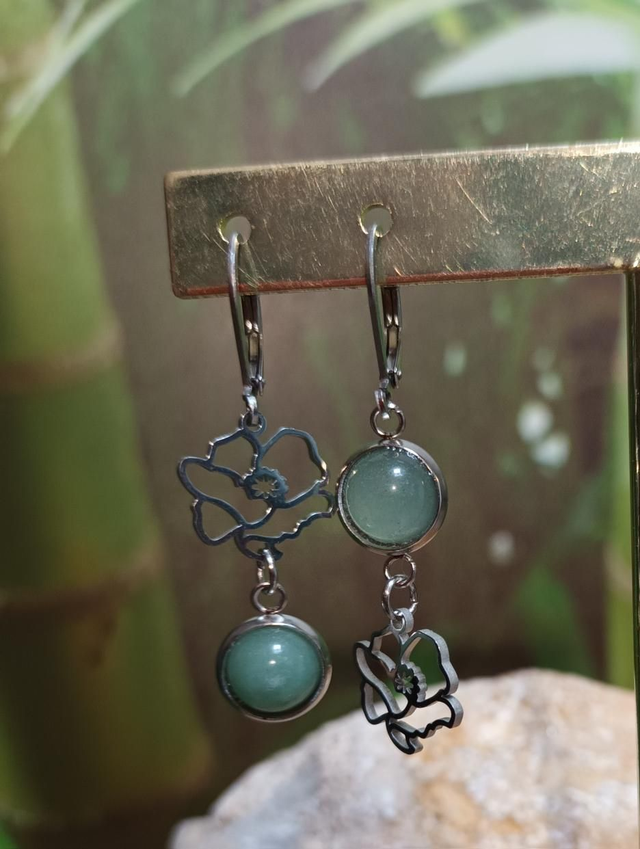 Boucles d&#039;oreilles en aventurine verte