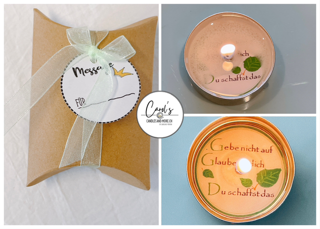 1er Teelicht - Gebe nicht auf, Glaube an Dich, Du schaffst das