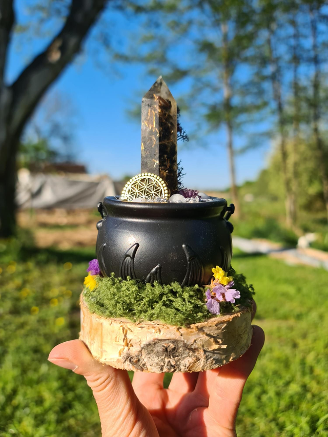 Chaudron de protection orgonite Obsidienne 