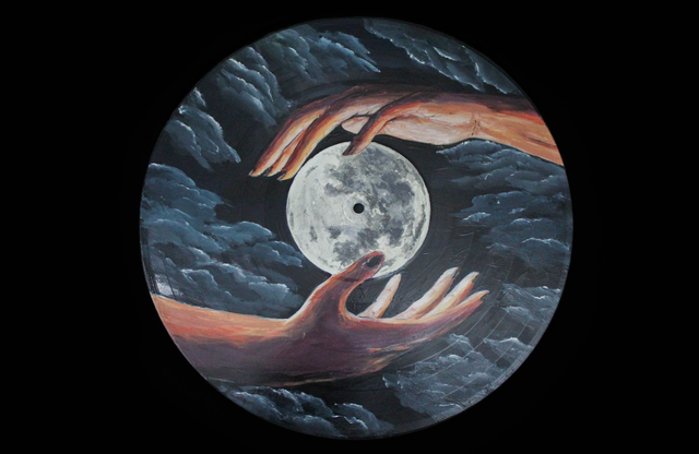 Disque vinyle custom déco Queen of the moon