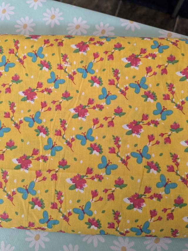 Yellow Floral Butterflies Cotton