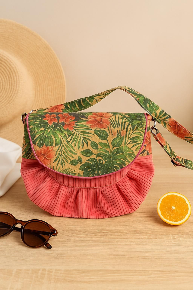 Sac a main velour et liège 