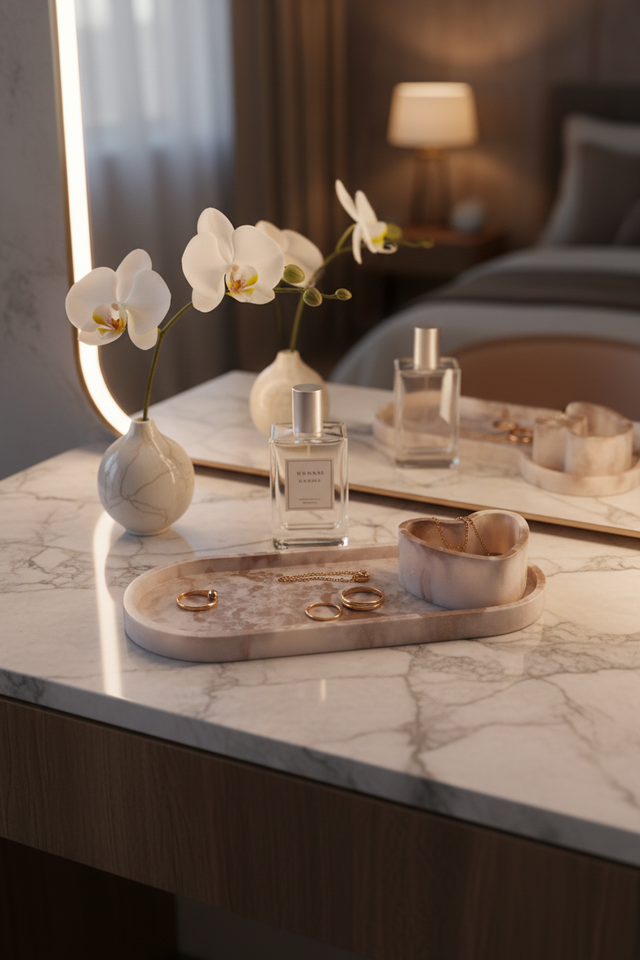 Plateau bijoux coeur - Marbre ambré