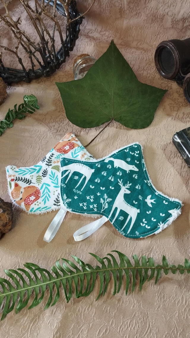 Lot de 2 lingettes feuilles, animaux de la forêt , printemps, printanier