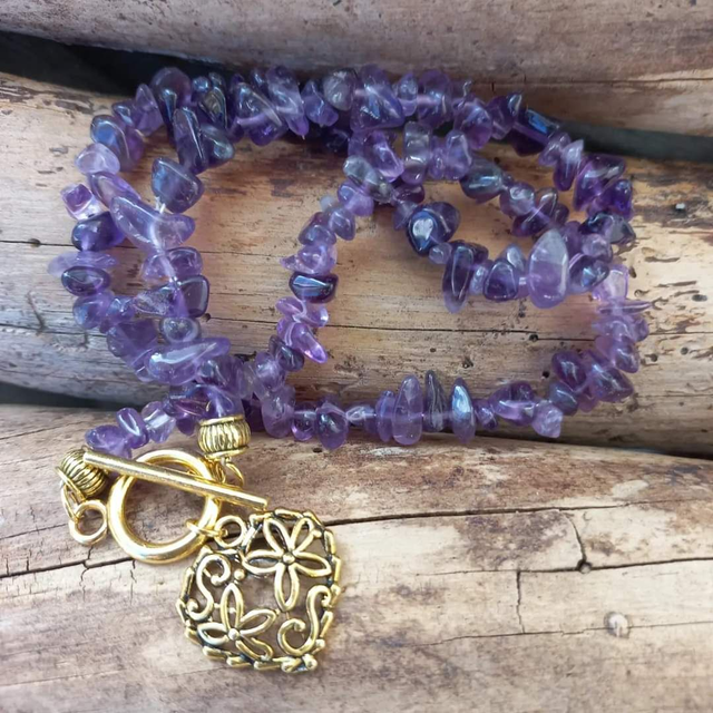 Collier en perles chips Amethyste