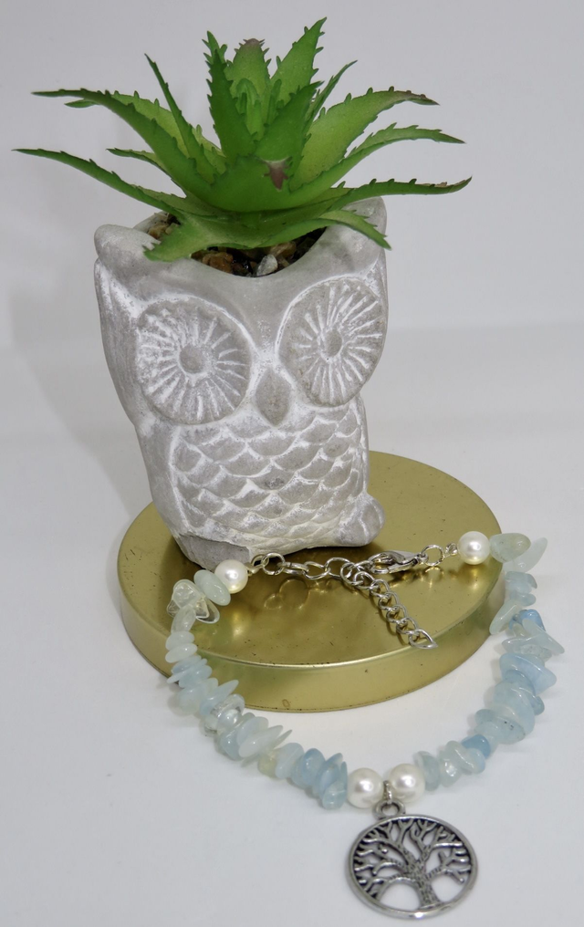 Bracelet en Aigue-marine sur fermoir