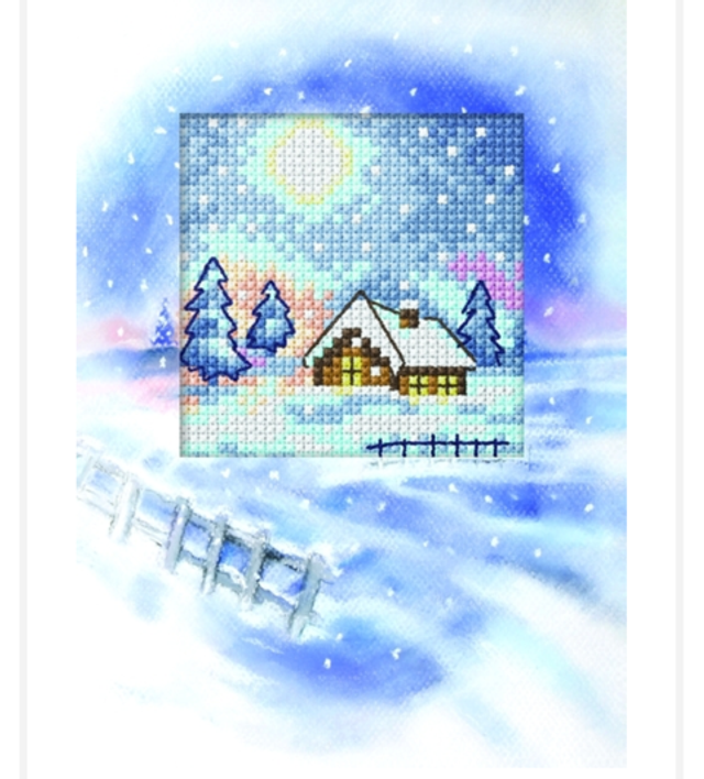 Grußkarte Haus im Schnee