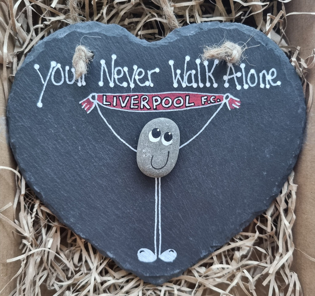 &#039;You&#039;ll Never Walk Alone&#039; Liverpool Fans Pebble Art Slate