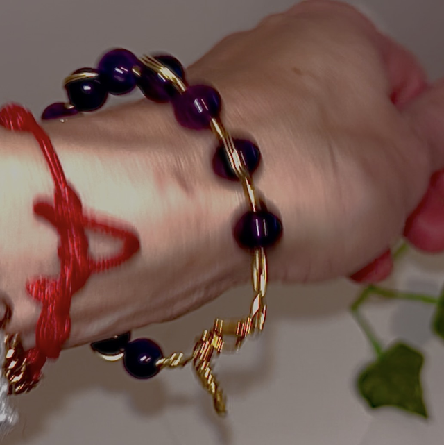 Bracelet améthyste avec chaînette