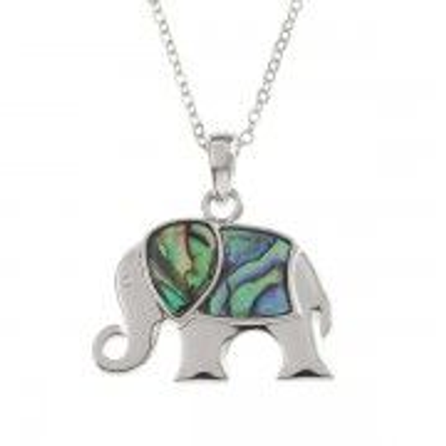 Stylised elephant Abalone (Paua) shell pendant - 29mm